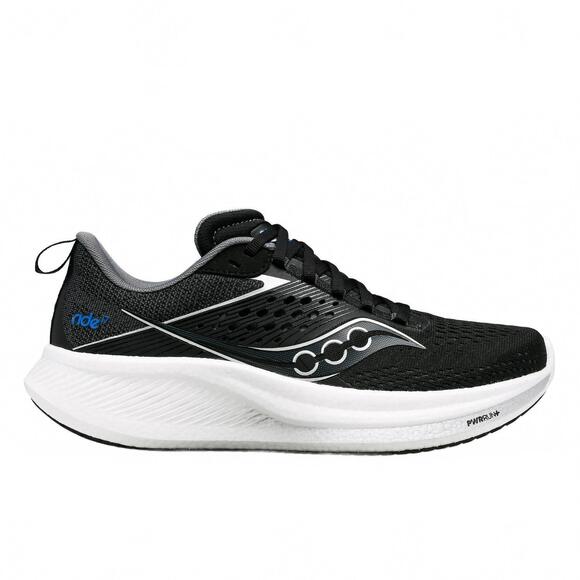 NEW SAUCONY men's ride 17 shoes in black/white